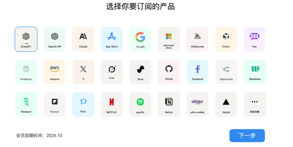 野卡支持的服务