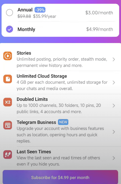 选择telegram会员